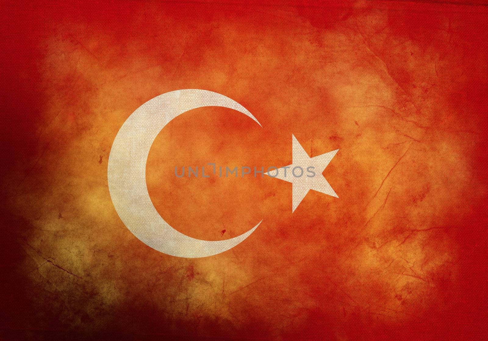 Turkish Flag on old and vintage grunge texture
