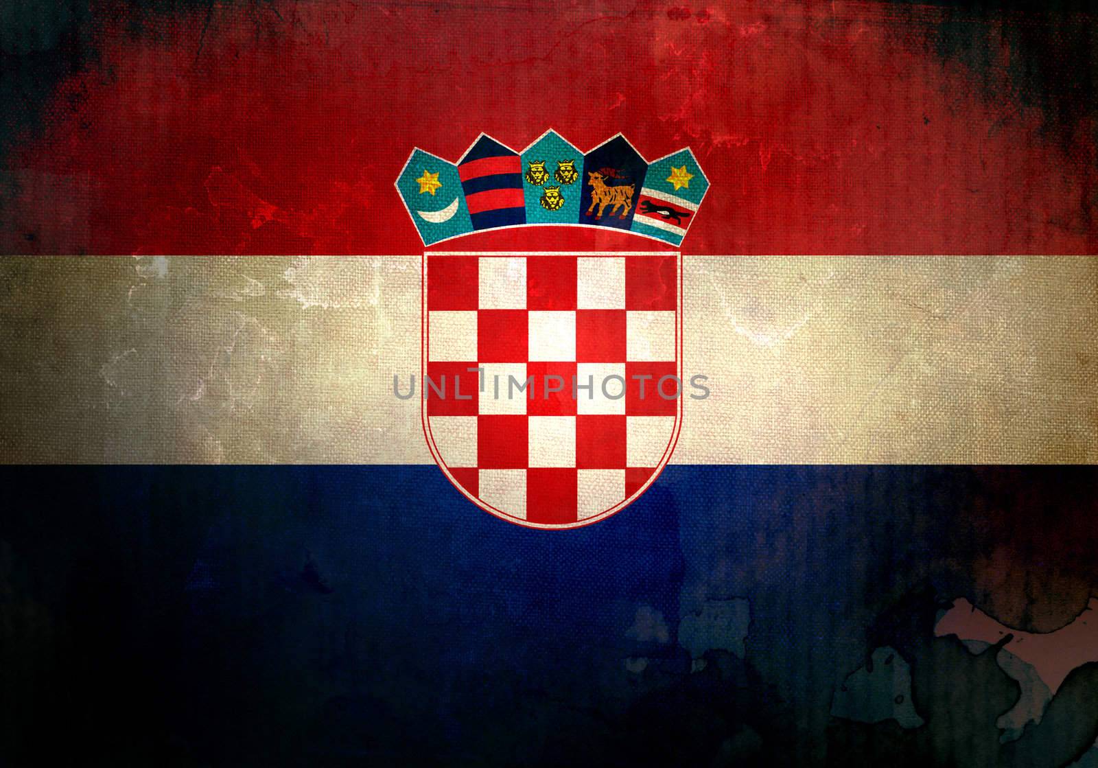 Croatia flag on old and vintage grunge texture