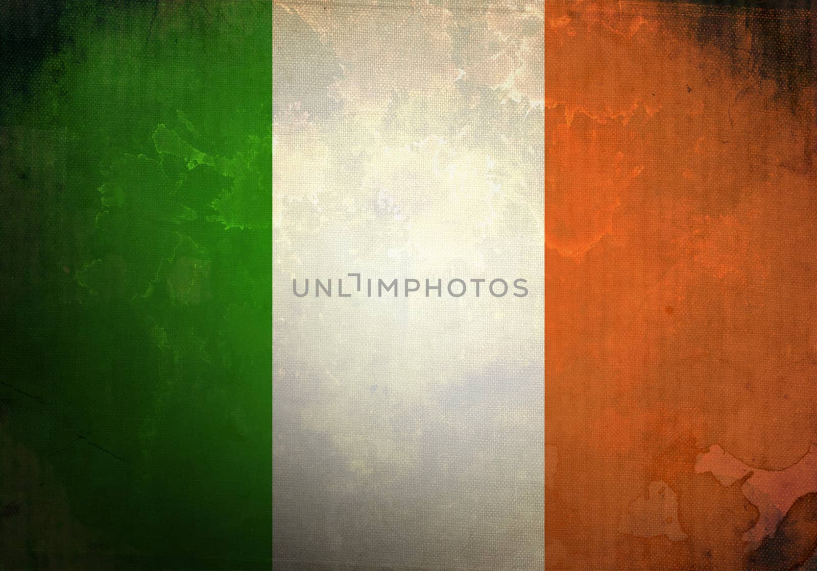 Irish Flag on old and vintage grunge texture