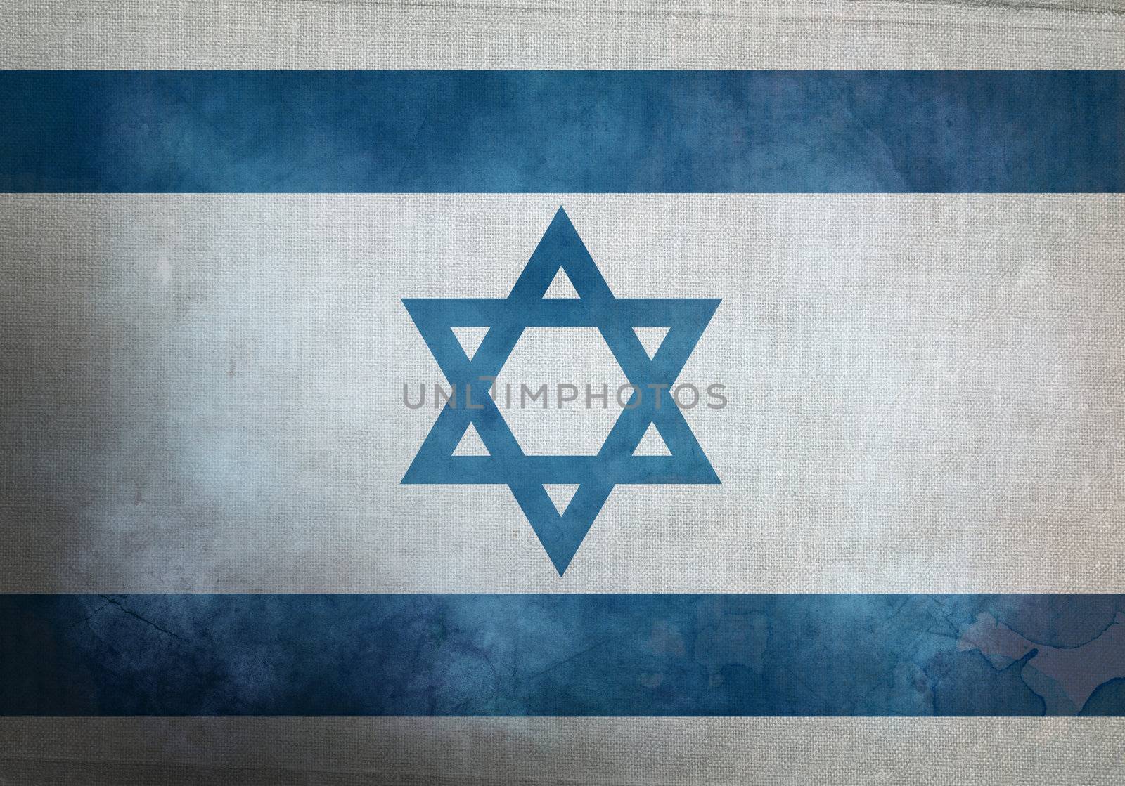 Israeli Flag on old and vintage grunge texture