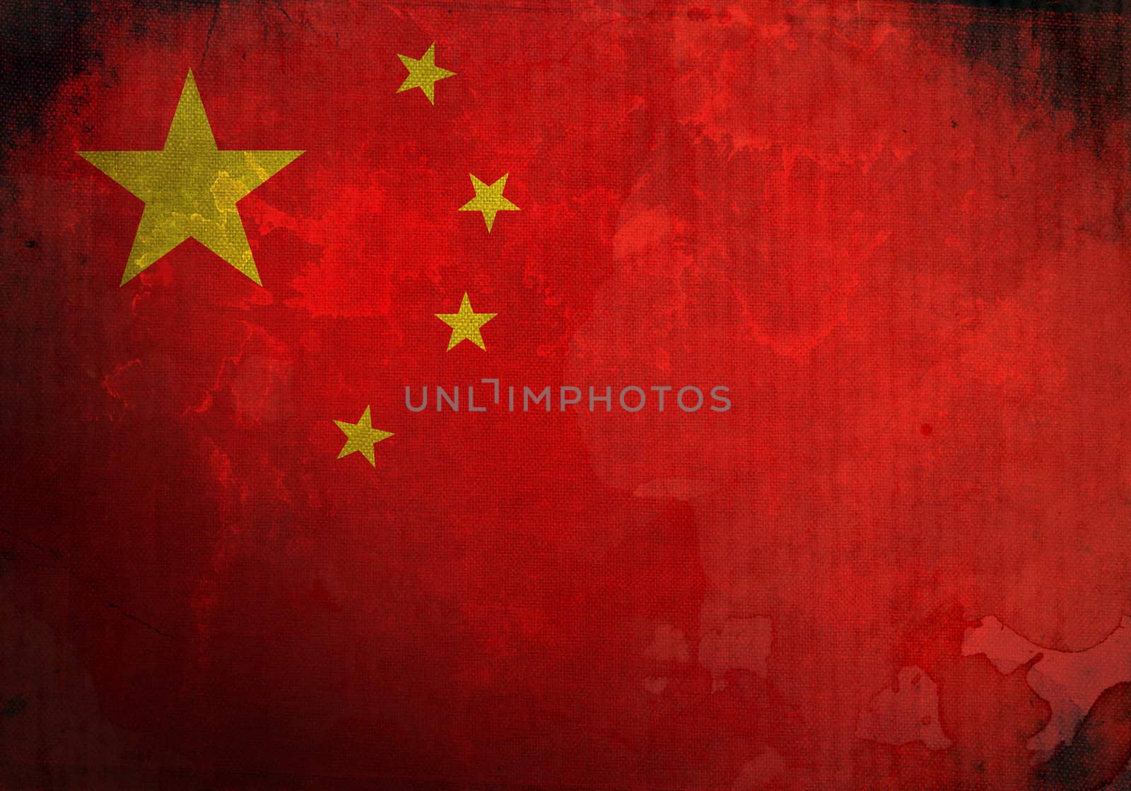 China Flag on old and vintage grunge texture