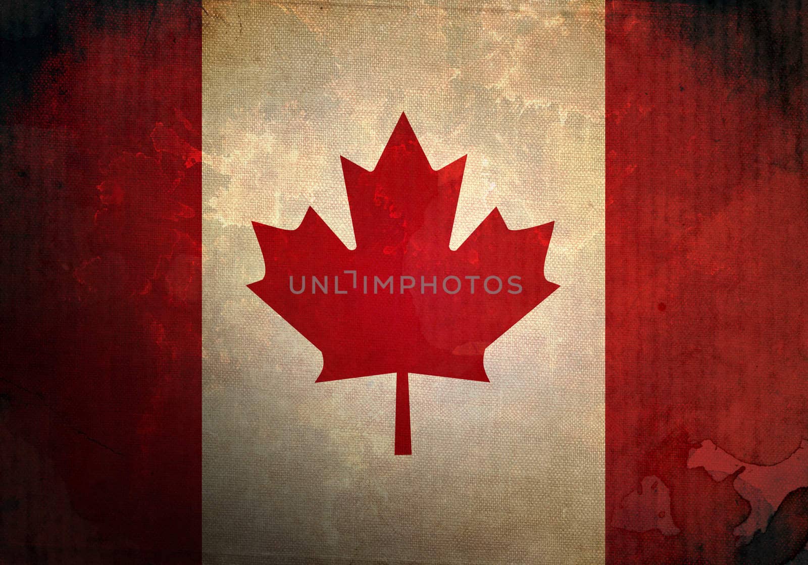 Canada Flag on old and vintage grunge texture