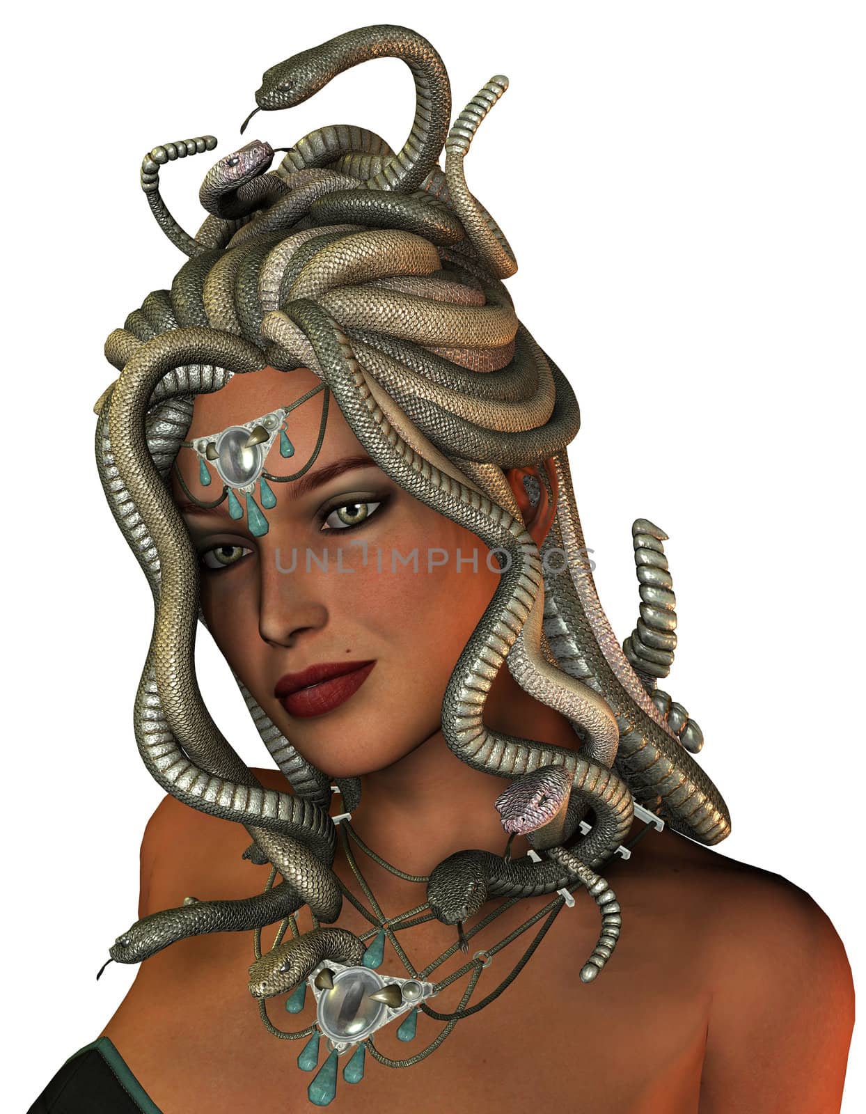 3D rendering of the mythological Medusa