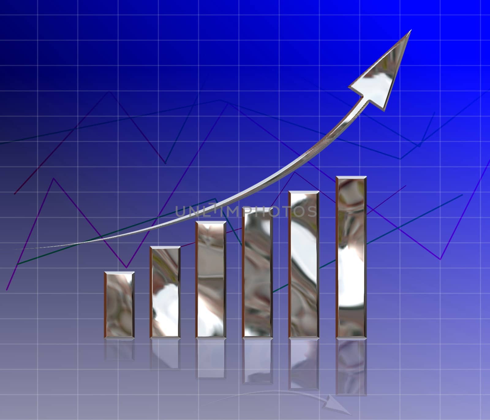 silver business graph on background