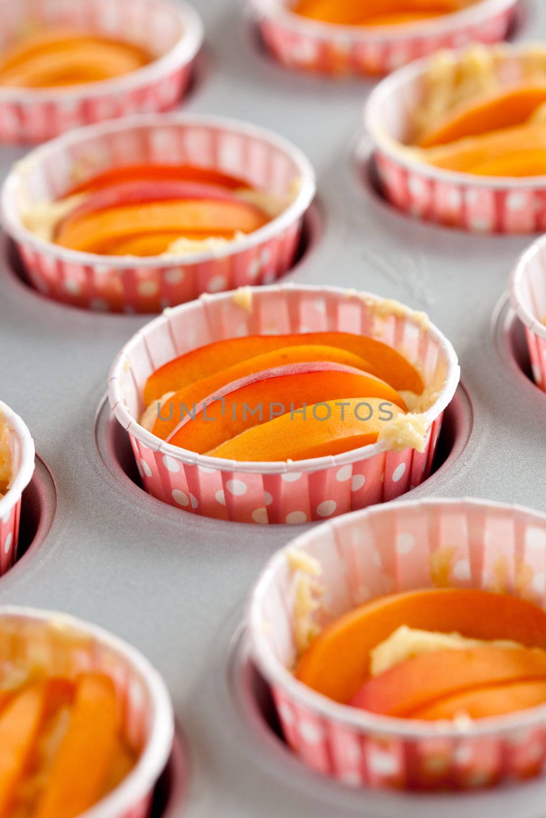 Apricot cupcakes ready to be put in the oven