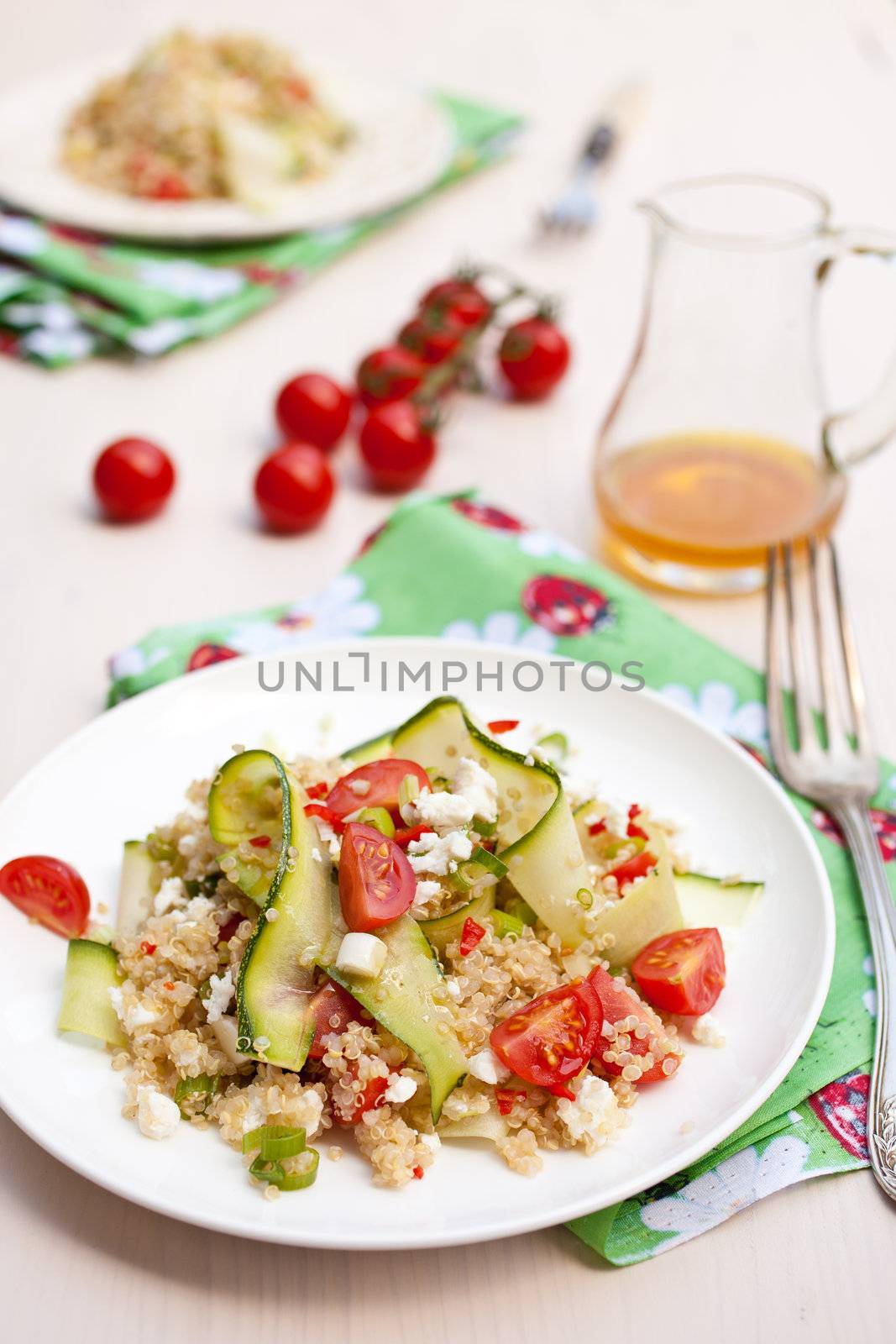 Delicious and fresh salad with quinoa and tomatoes