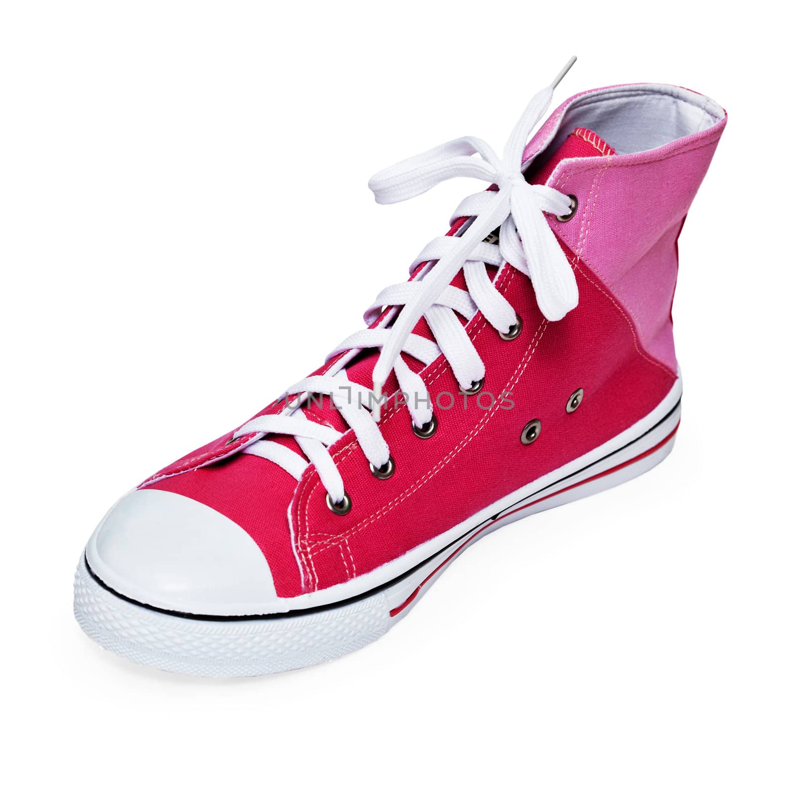 Fashionable youth sports shoe on white by pzaxe