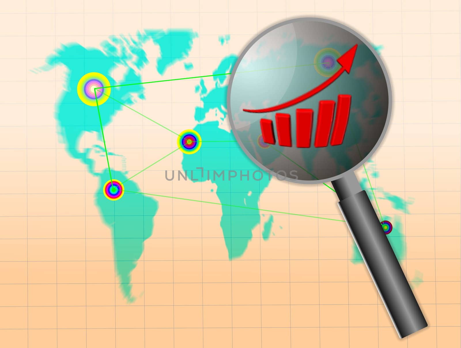 world map and business graph on background