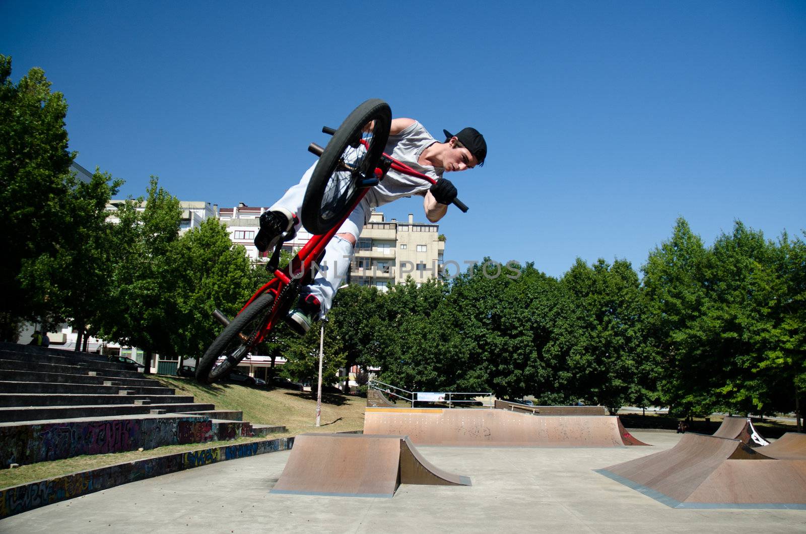 Bmx Table Top on a skatepark.