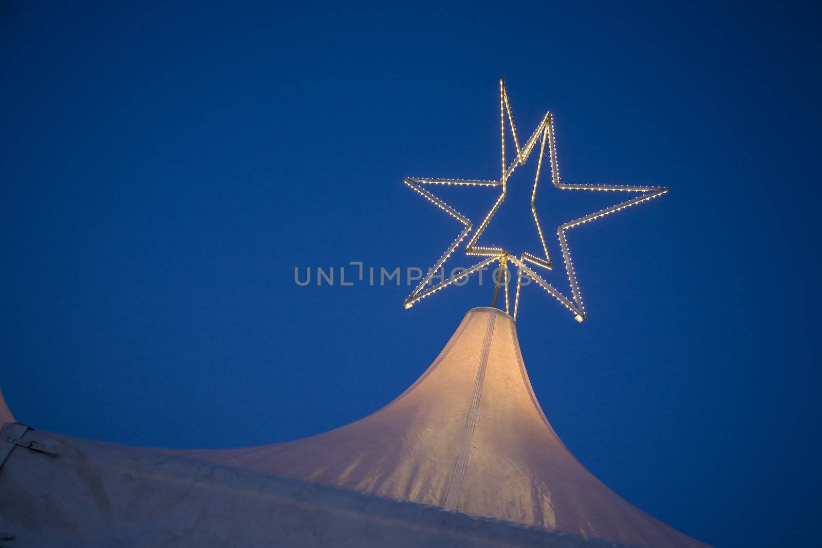 Top of a tent with star - Christmas Market, Hamburg - Germany.