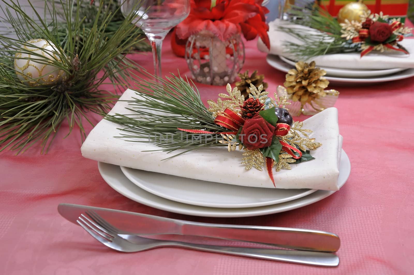 Fragment table setting for Christmas and New Year