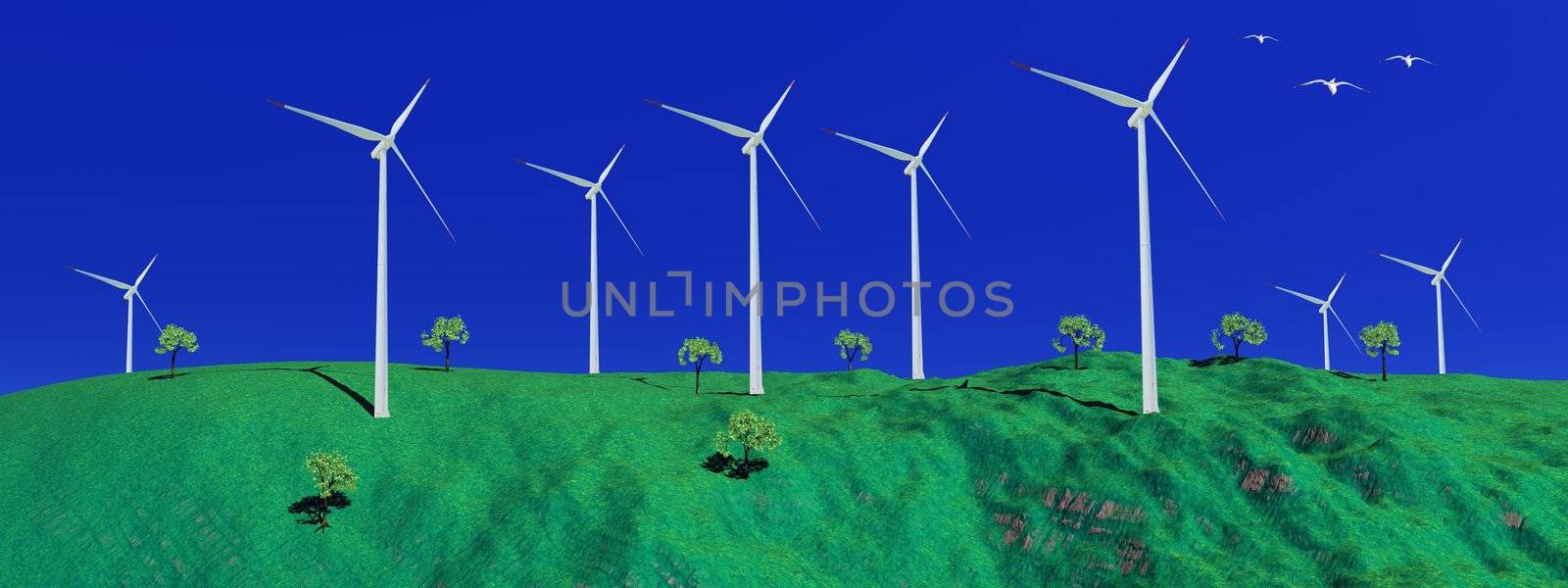 Wind turbines in nature by Elenaphotos21