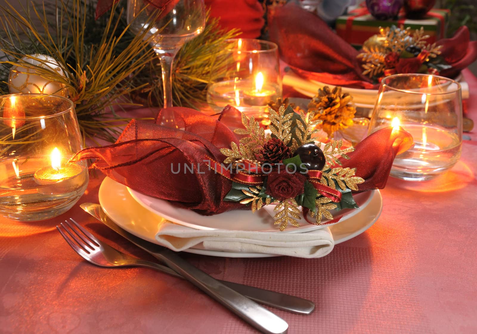 Fragment table setting for Christmas and New Year