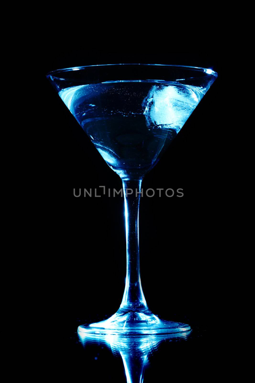 blue drink on black background