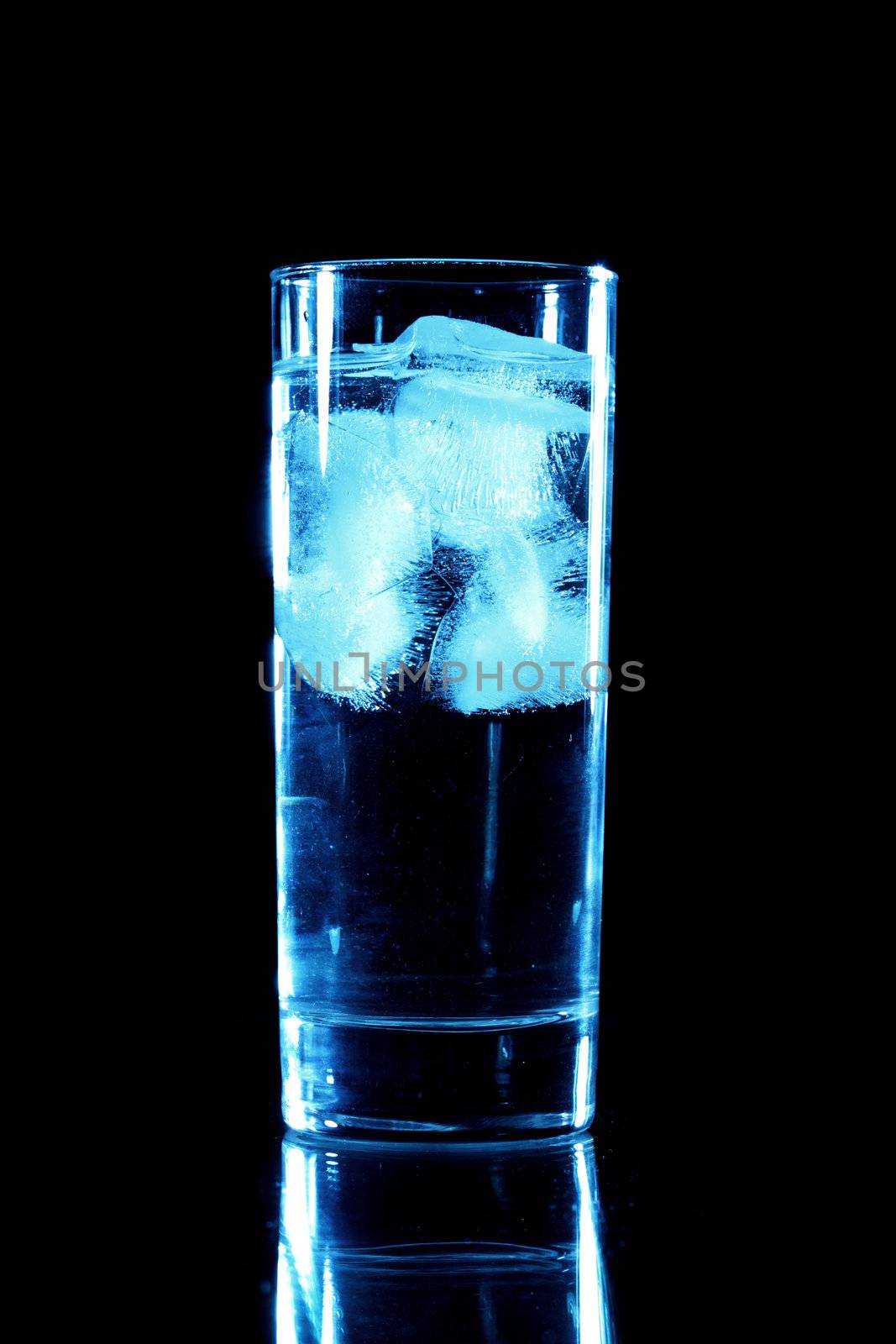 blue drink on black background
