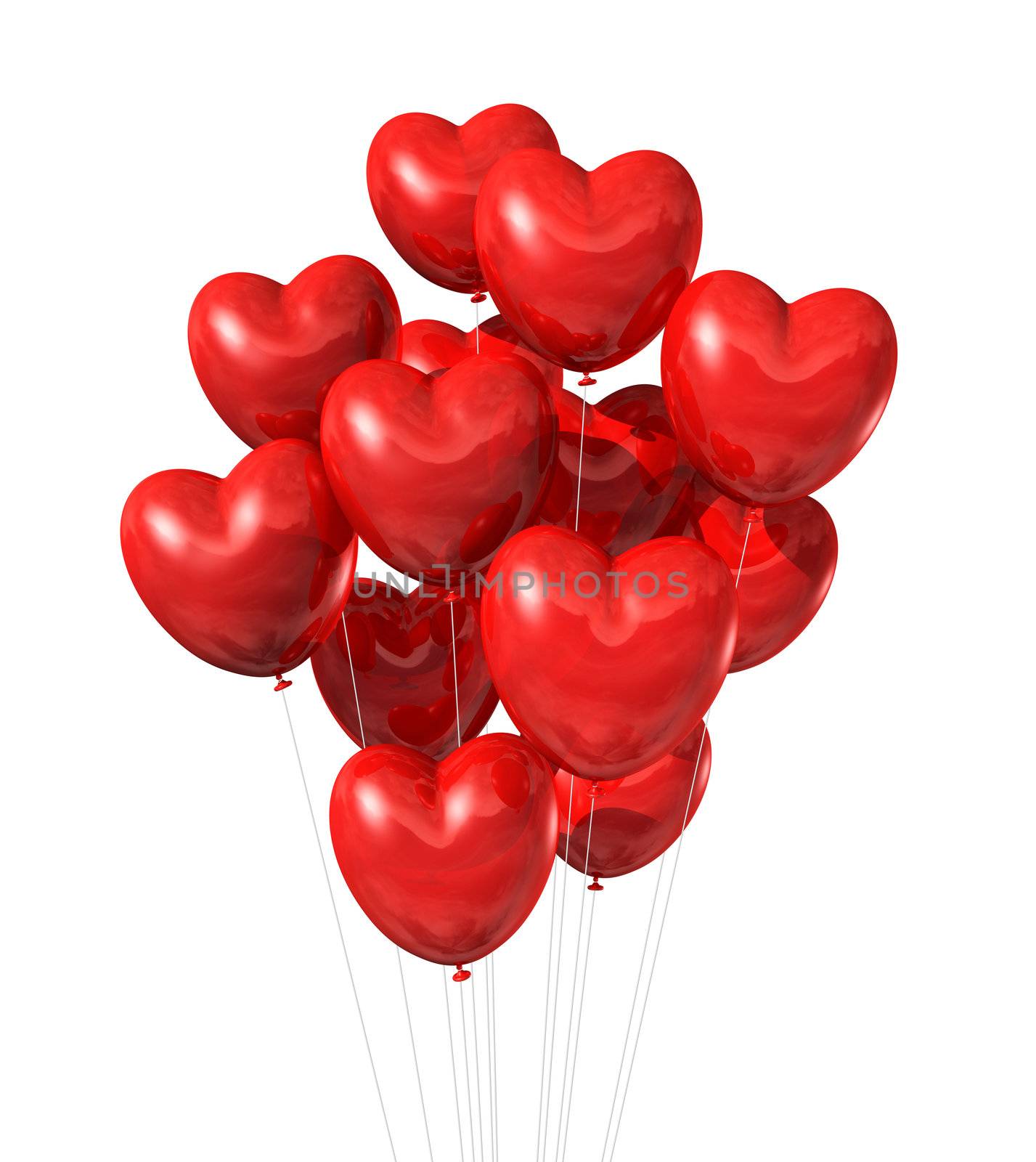 red heart shaped balloons isolated on white by daboost