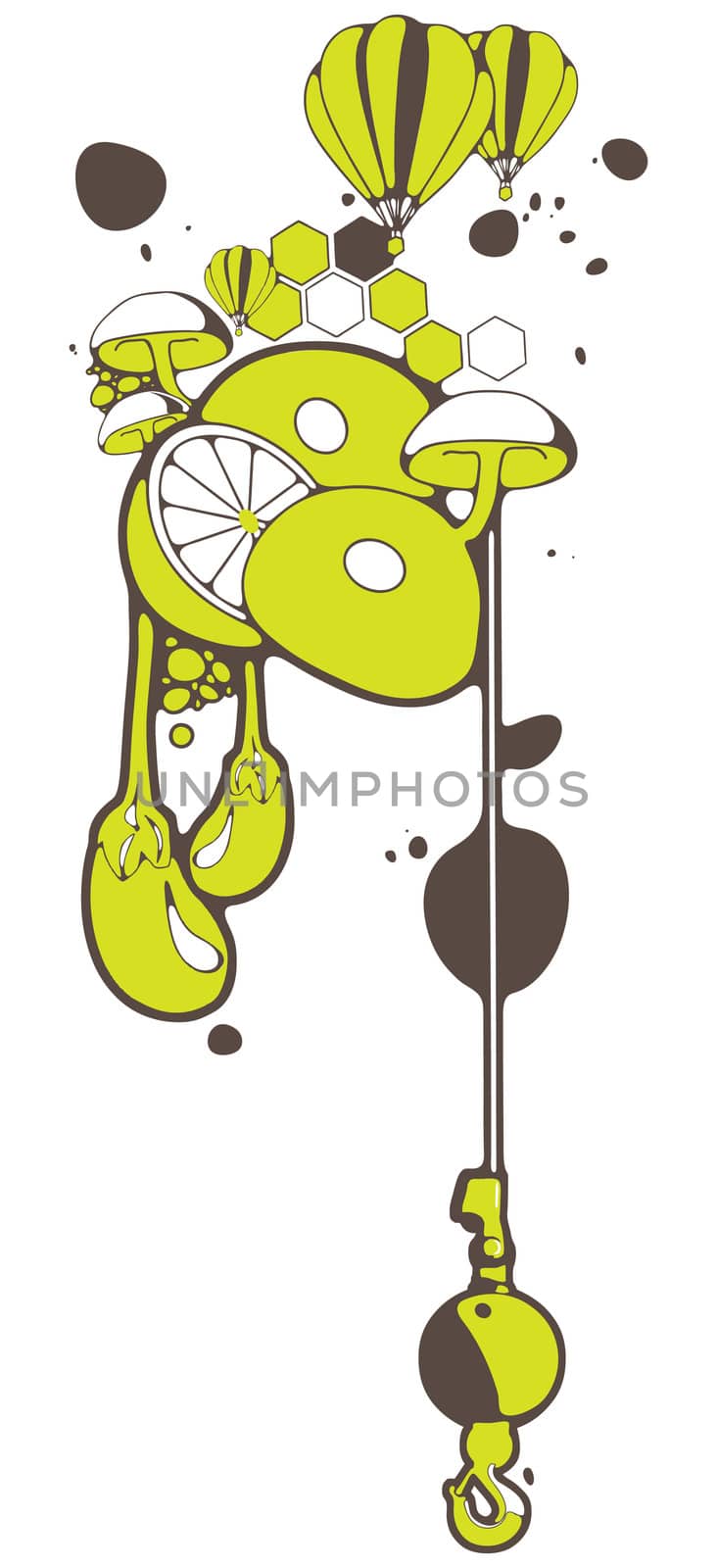 An abstract and experimental illustration with natural and urban details, avant-garde style