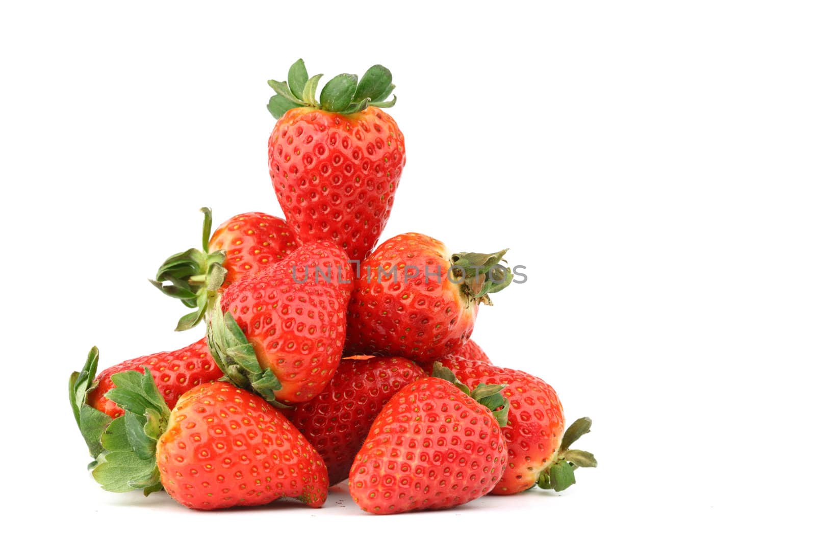 strawberry pile on white background