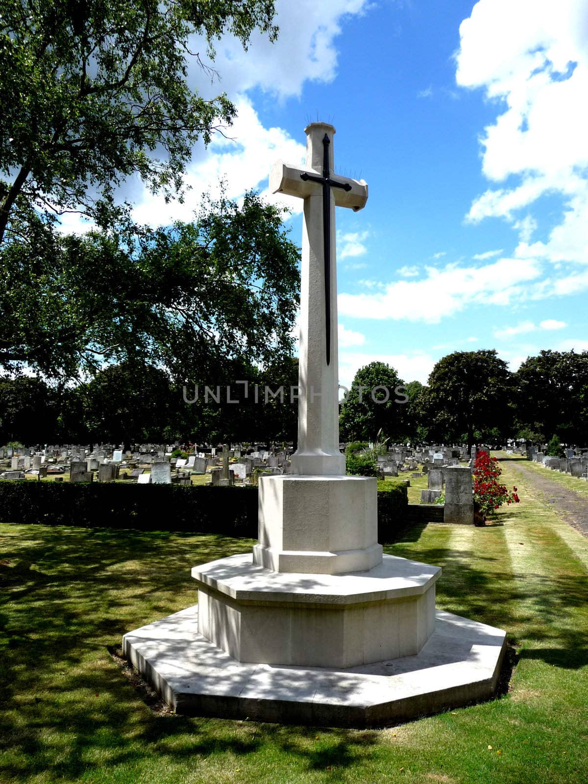 A graveyard cross that is within a graveyard.