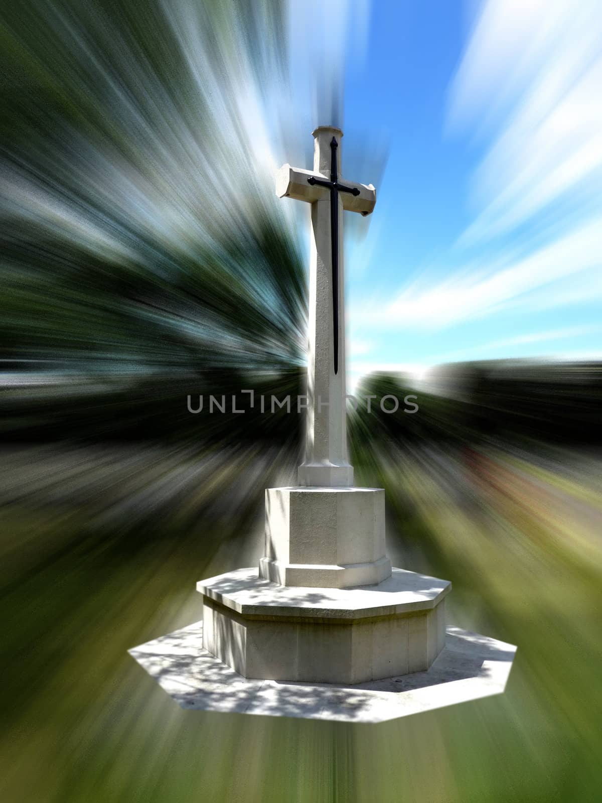 A graveyard cross that is within a graveyard.