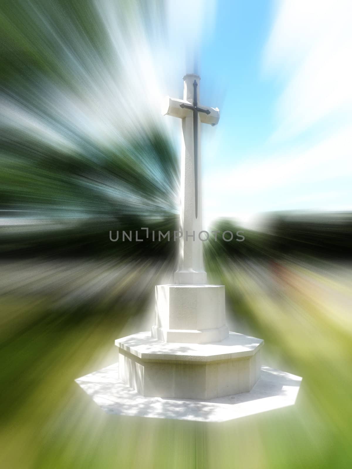 A graveyard cross that is within a graveyard.