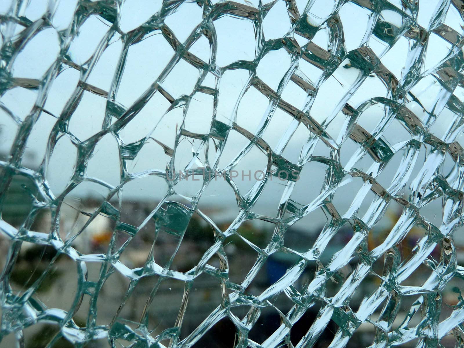 Close up view of some broken glass.
