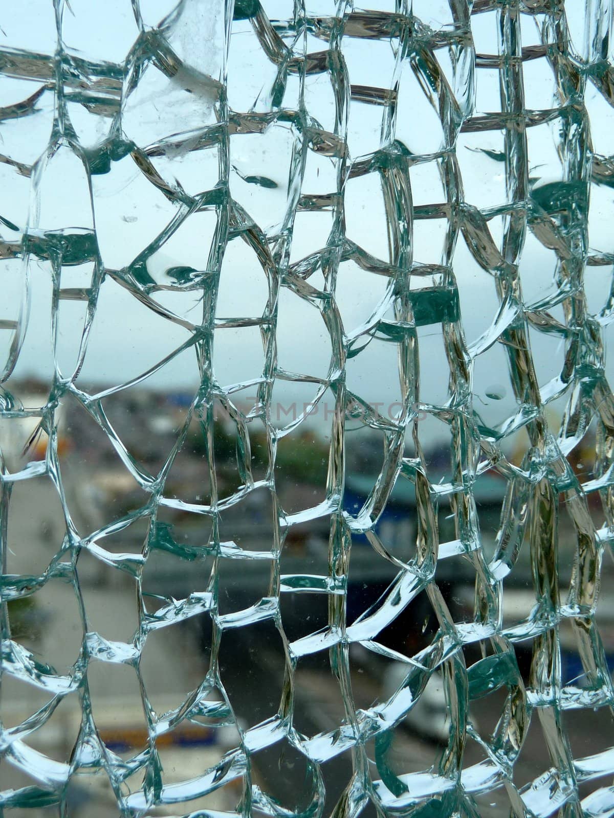 Close up view of some broken glass.
