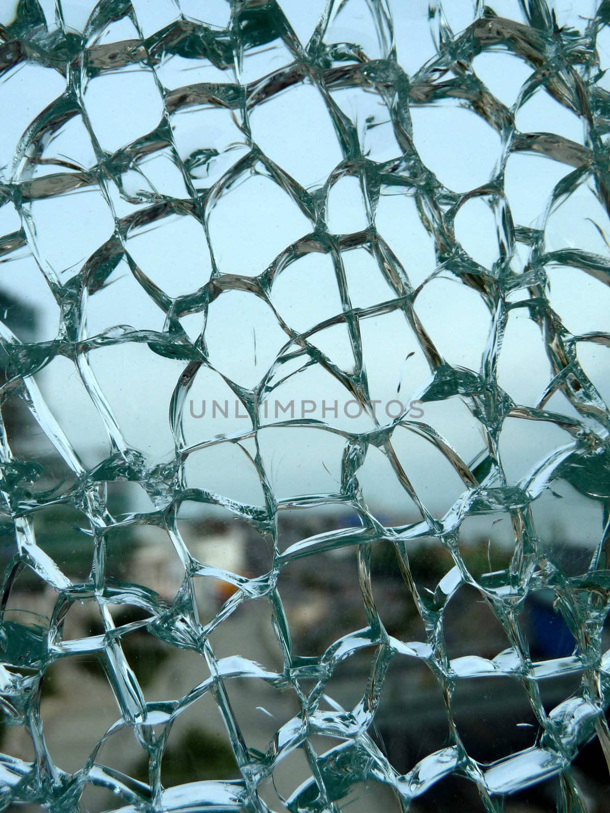 Close up view of some broken glass.
