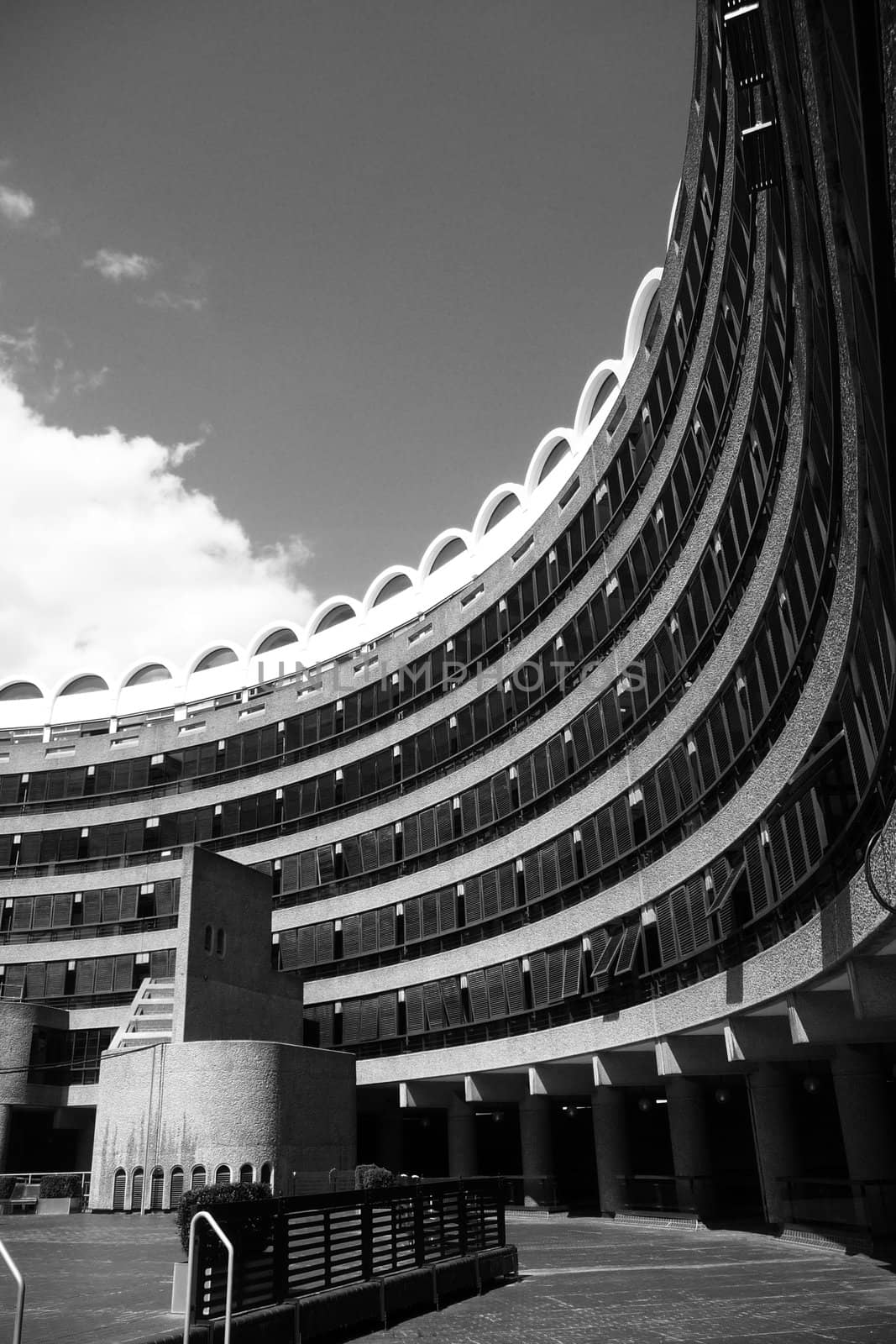 A view of the curve in the Barbican center.
