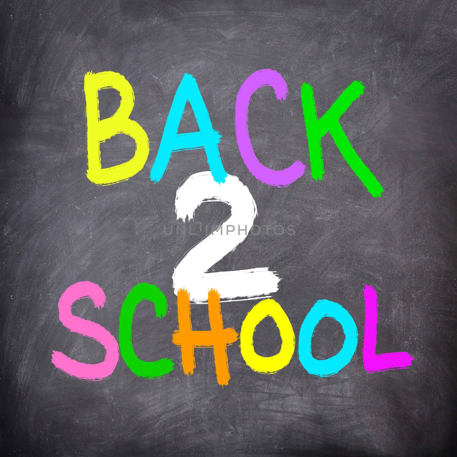 Back to School Blackboard / Chalkboard. Colorful chalk board writing Back to School in many colors.