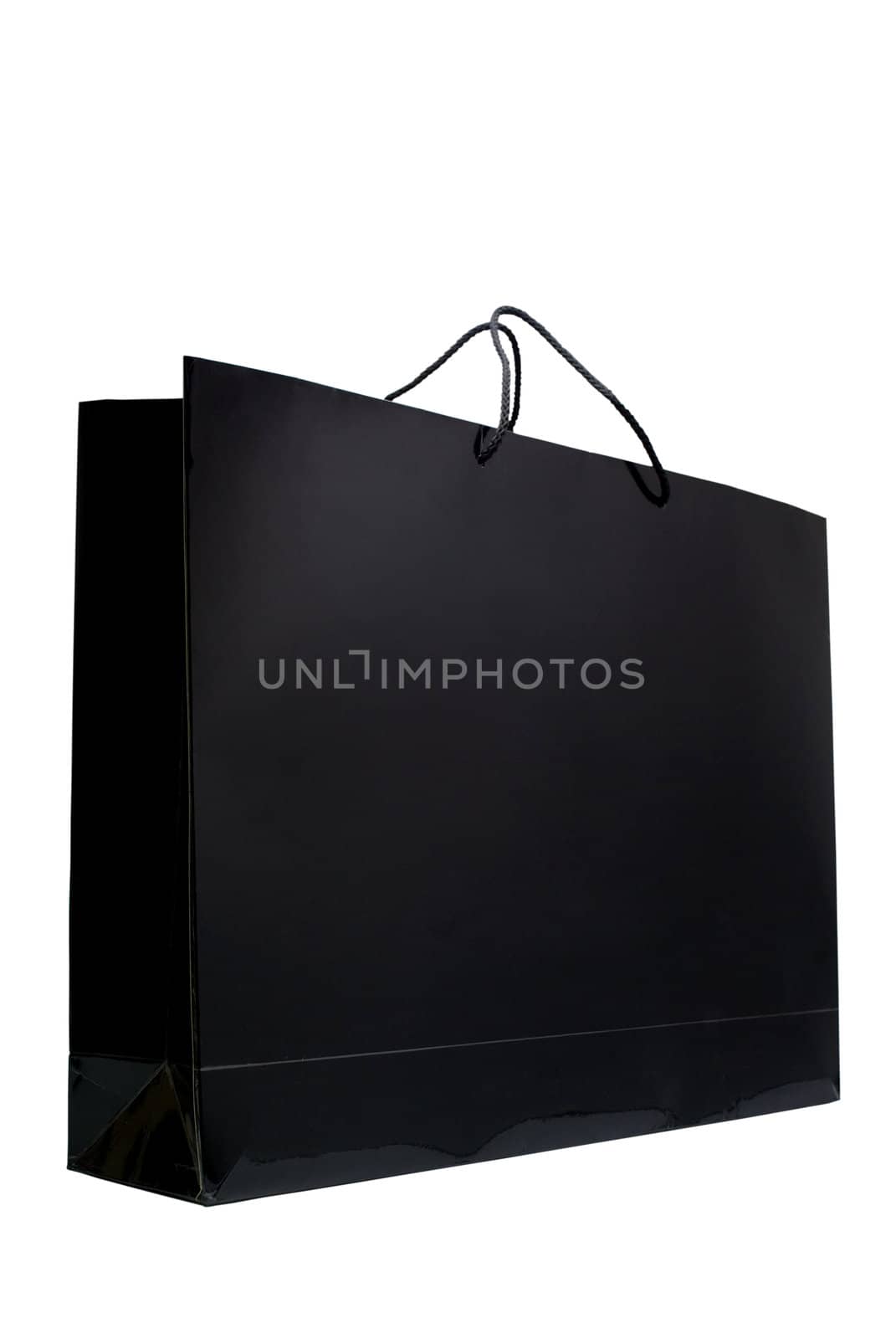 Black paper shopping bag on white background, Isolated