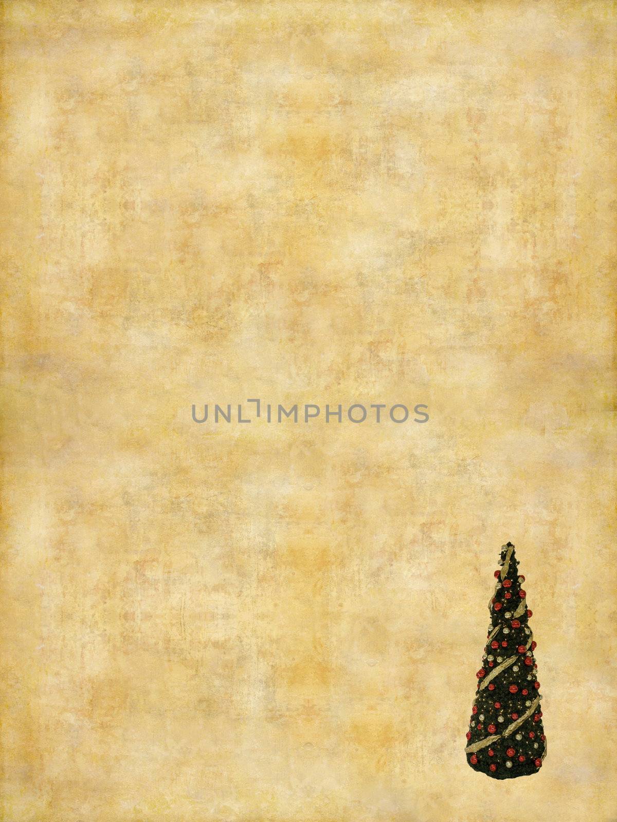 Artistic work of my own in retro style - Greeting card  with Christmas tree. Space for text.