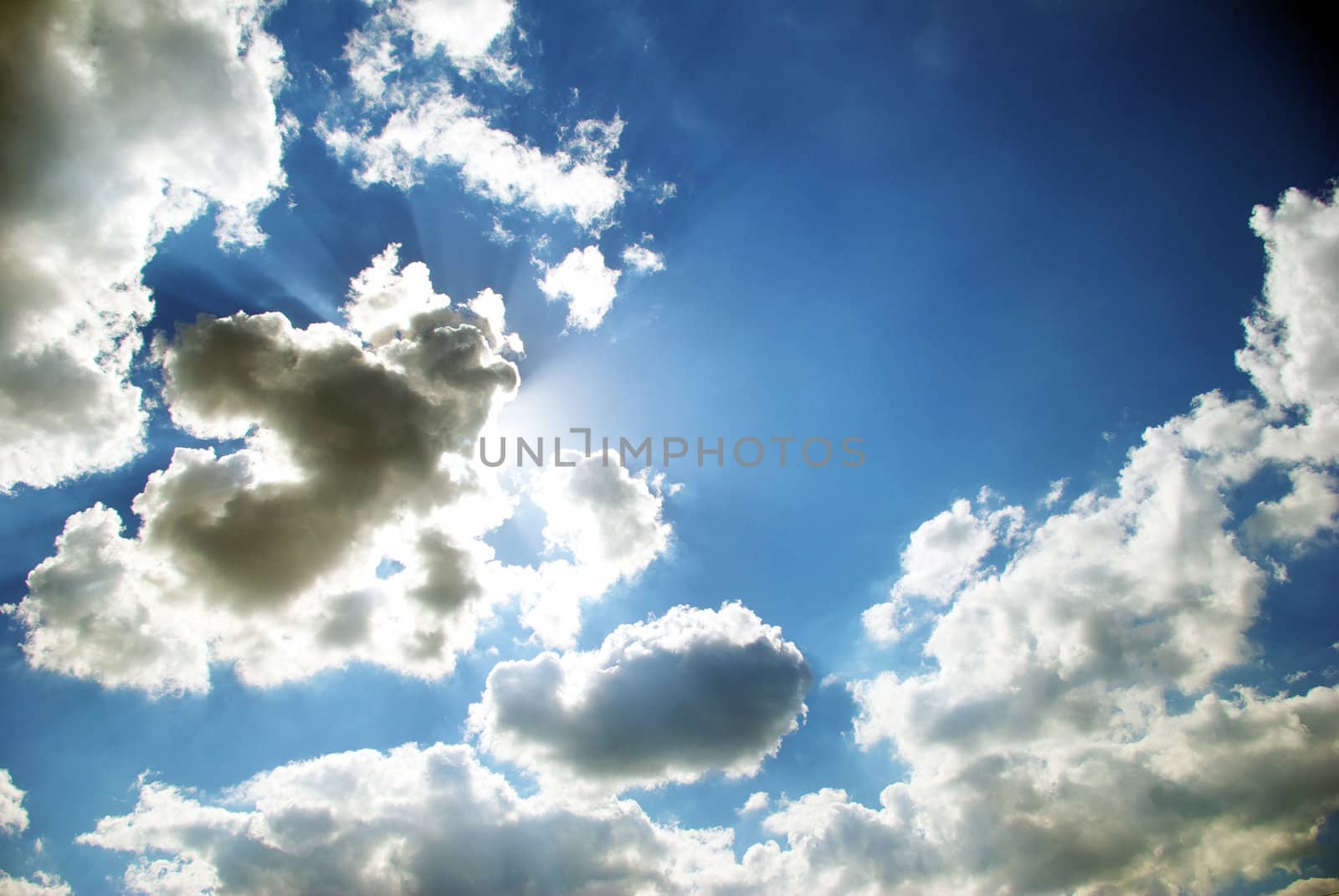 blue sky background with tiny clouds