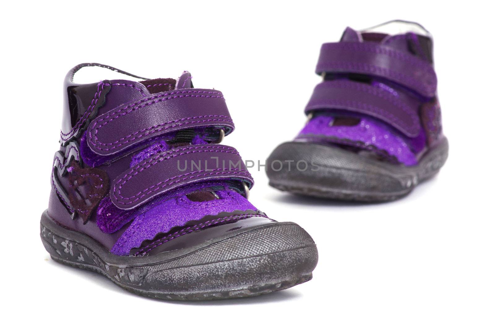 shoes for little girl over white background
