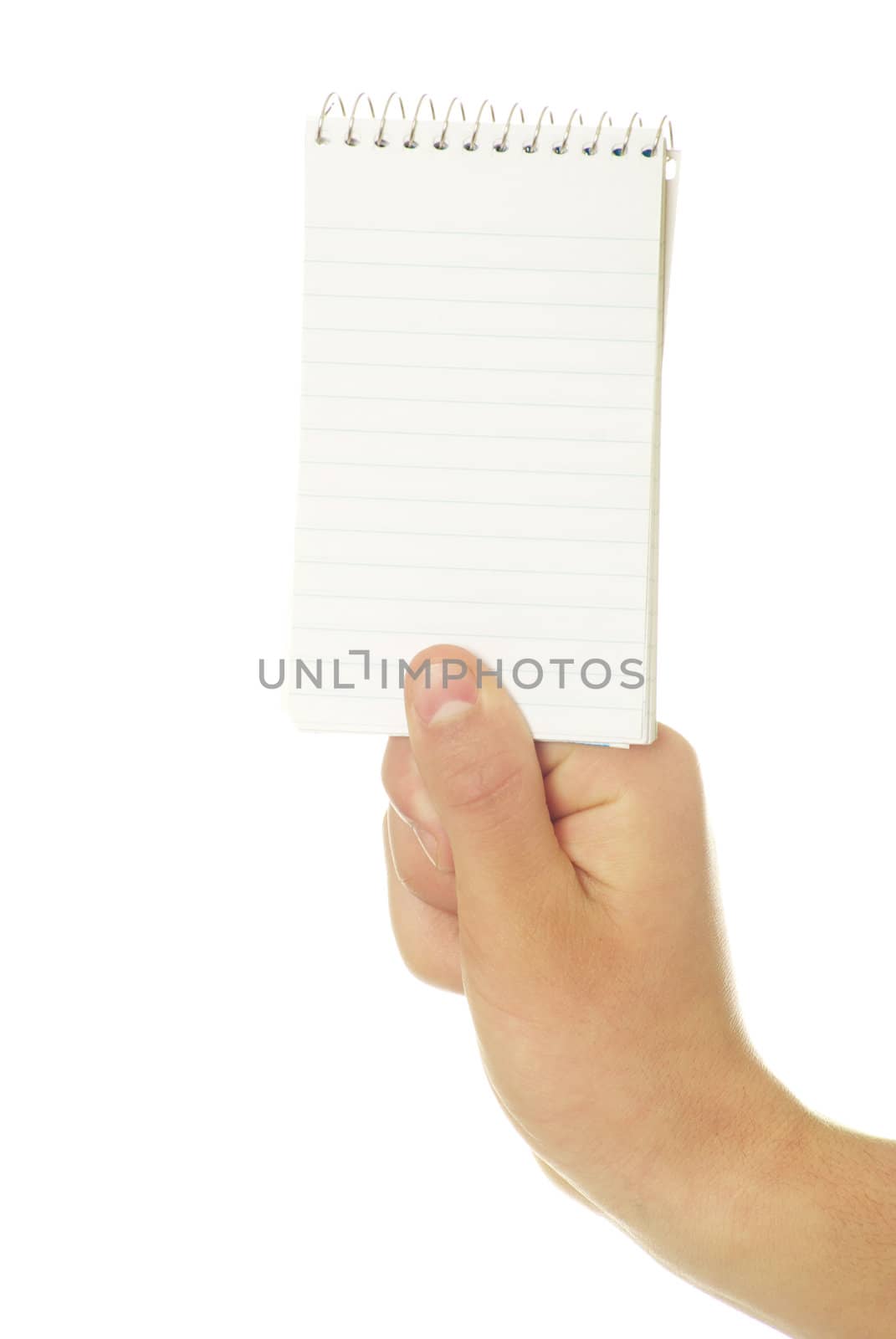 card blank in a hand isolated on white