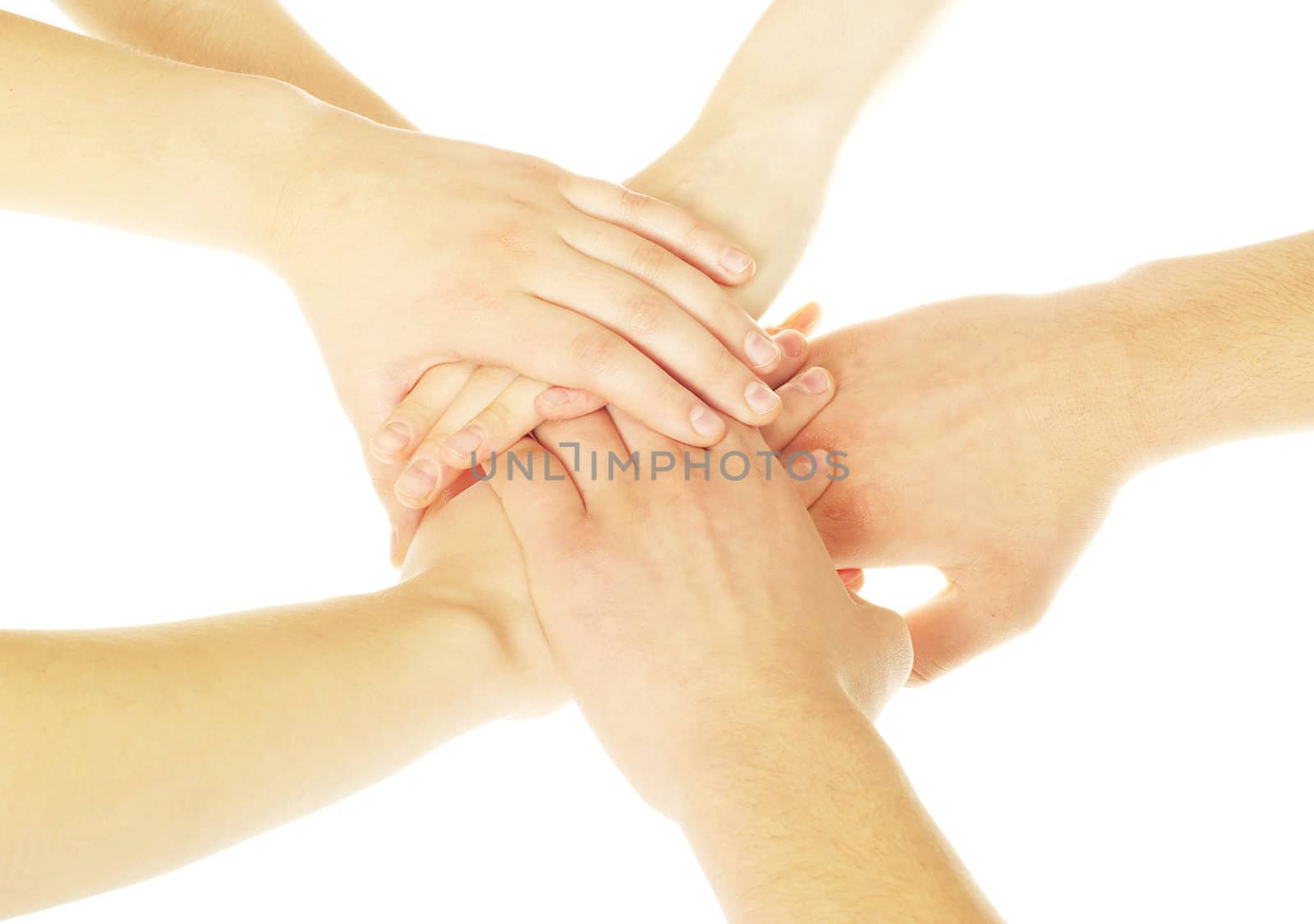 recycling symbol made from hands isolated on white background