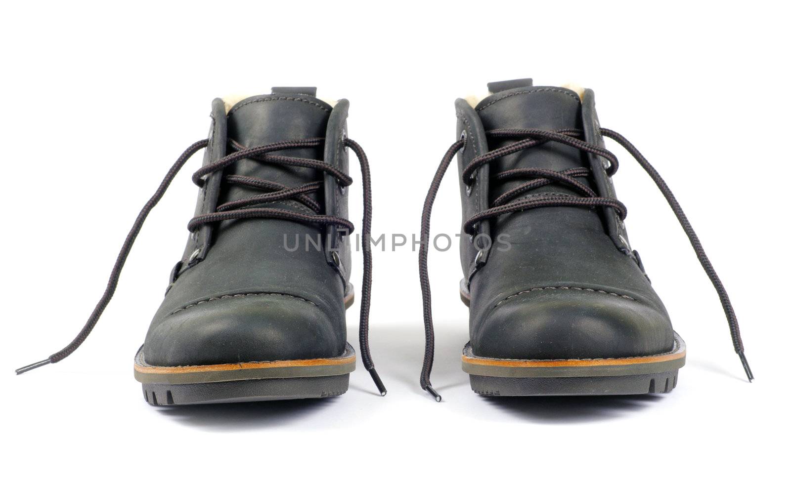 man's black shoes isolated on white background 