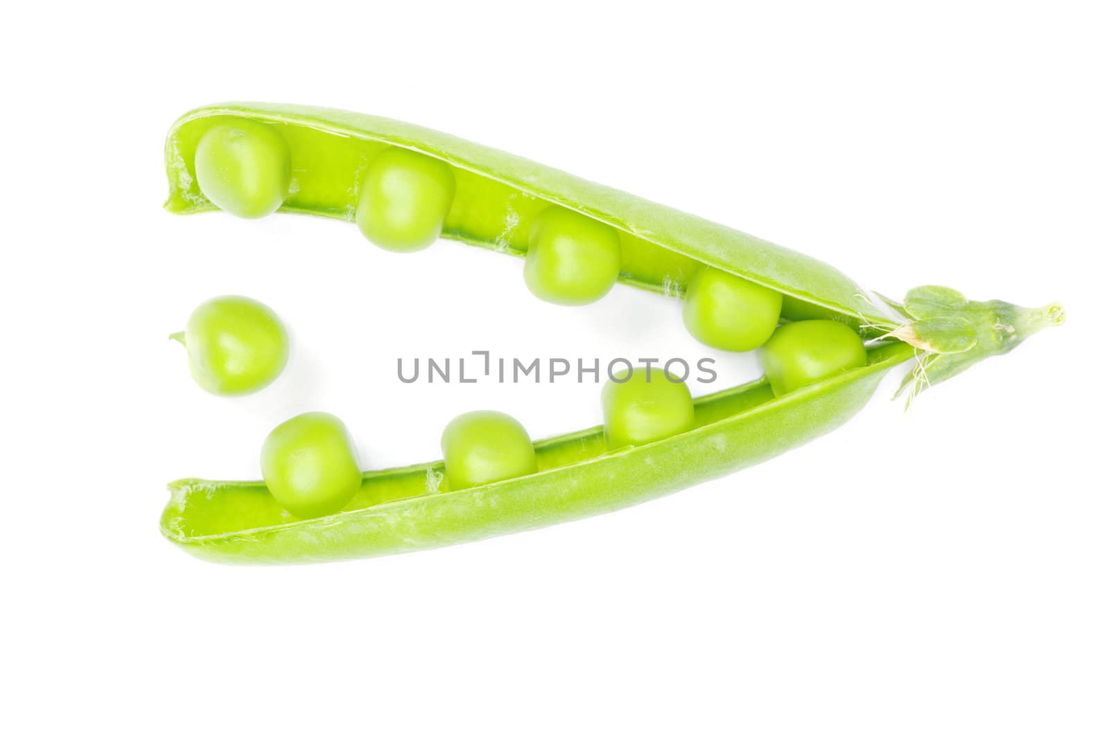 fresh green peas isolated on a white background