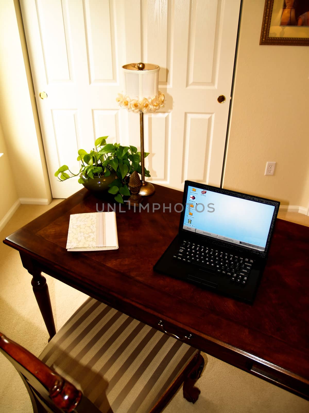 Tiny home office with desk and chair