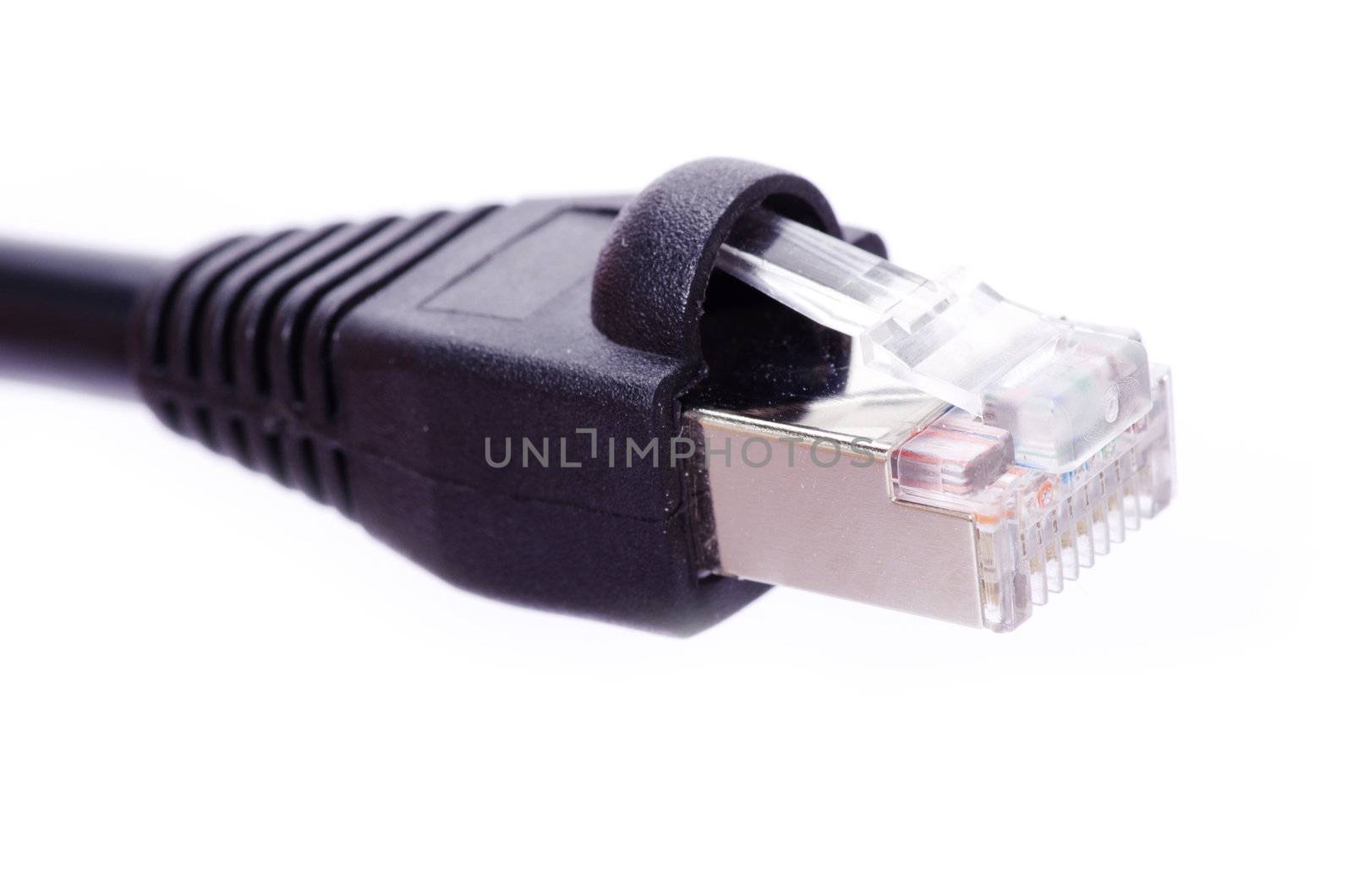  Macro shot of network connection plug