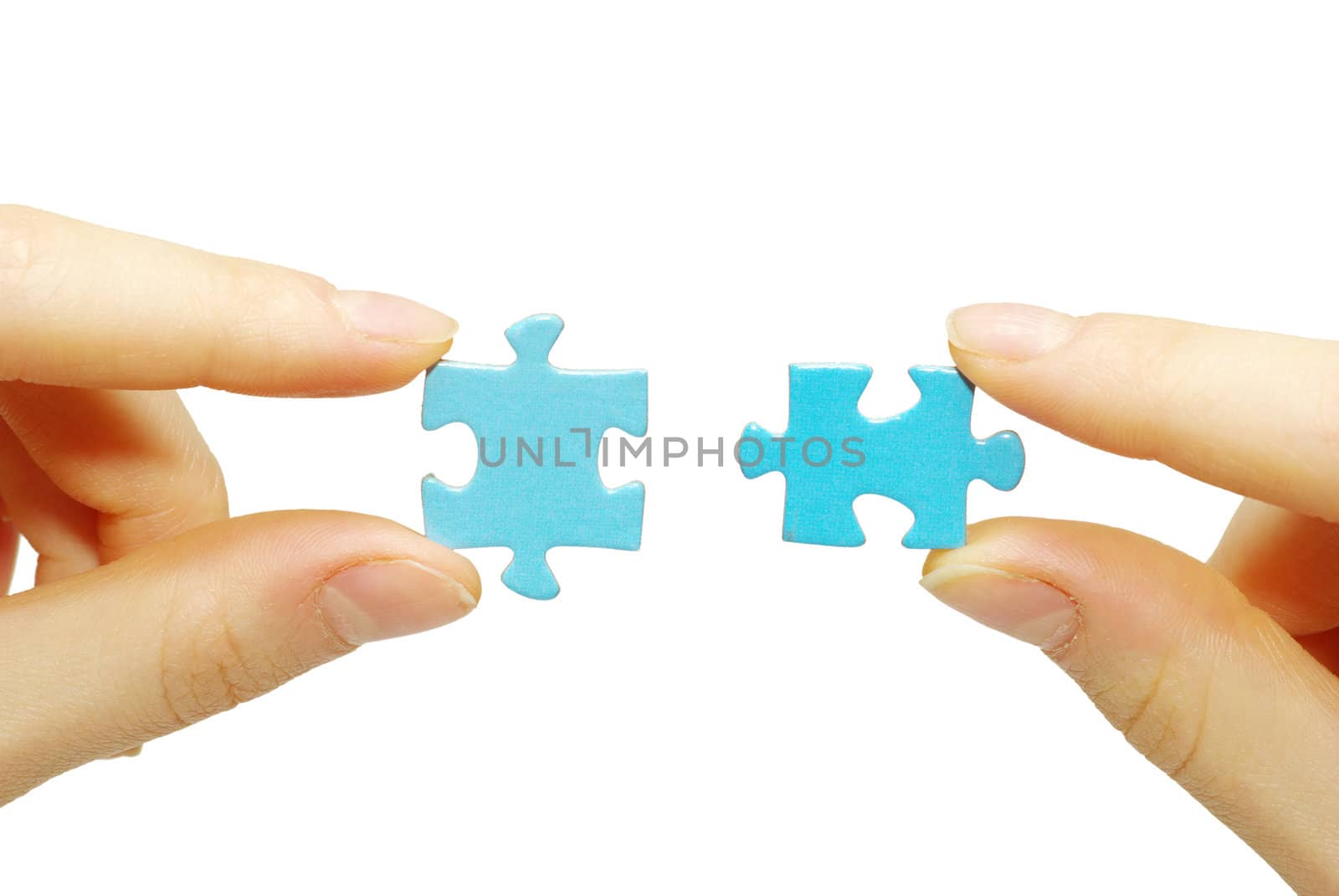  puzzle in hand isolated on white background