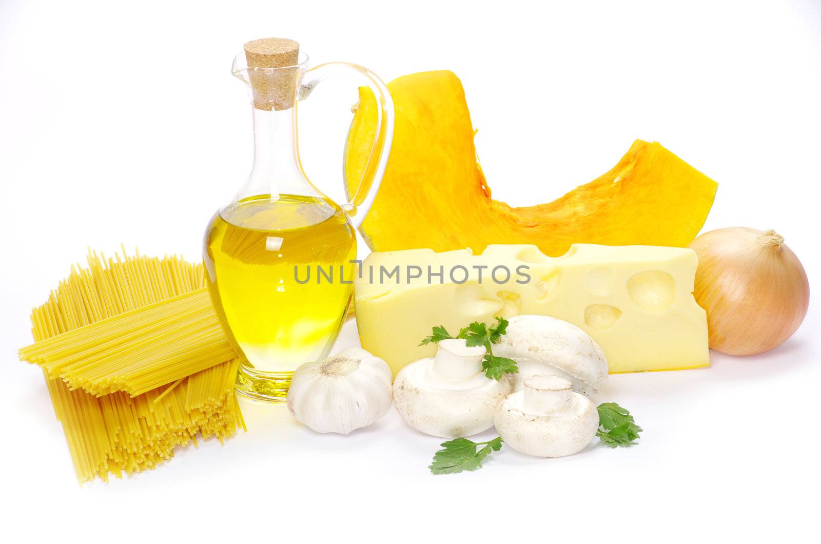 food ingredients isolated on white background