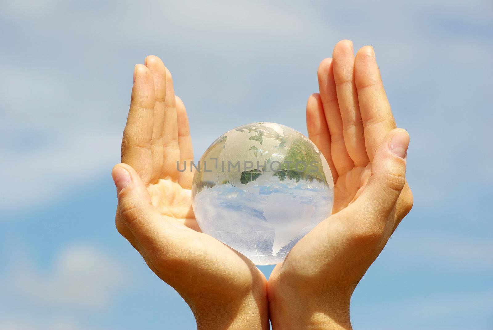 globe on the human hand