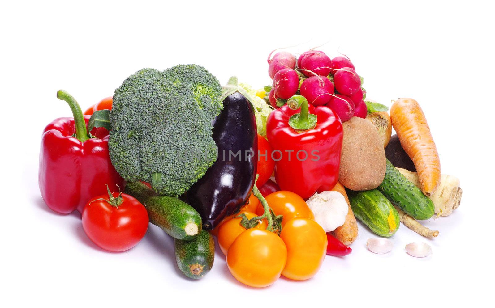 fresh vegetables on the white background