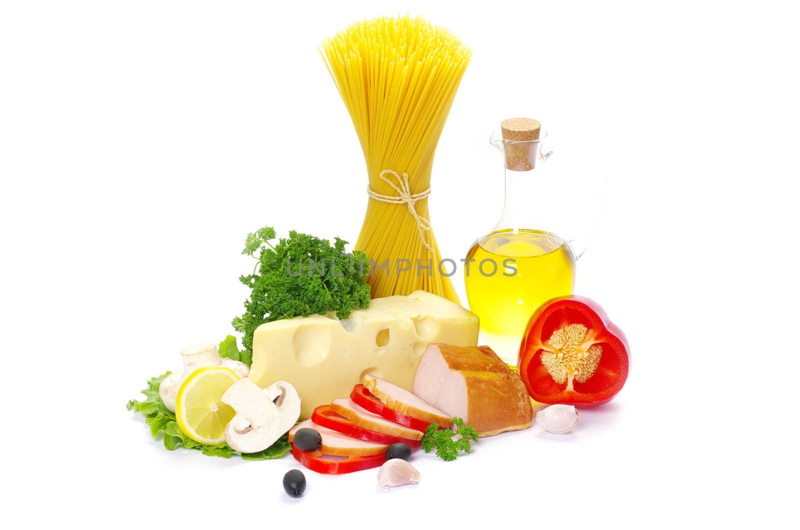 food  bacon with herb parsley isolated on white