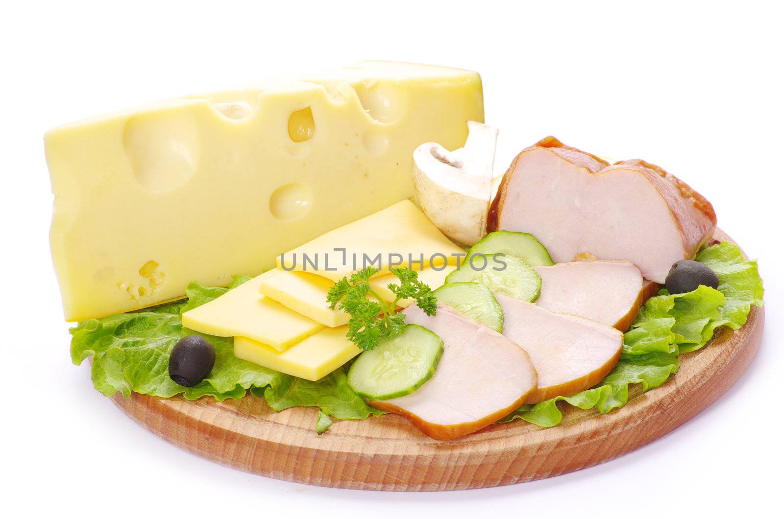 food  bacon with herb parsley isolated on white