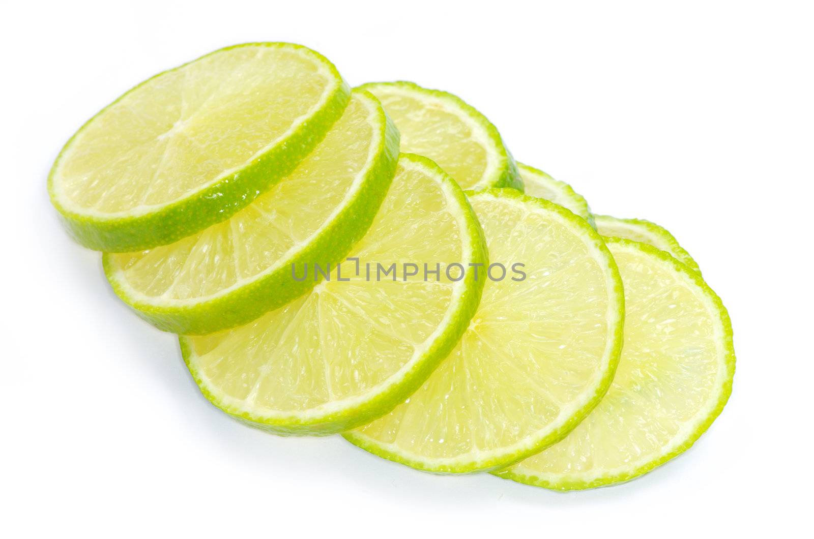 lime slices isolated on white background