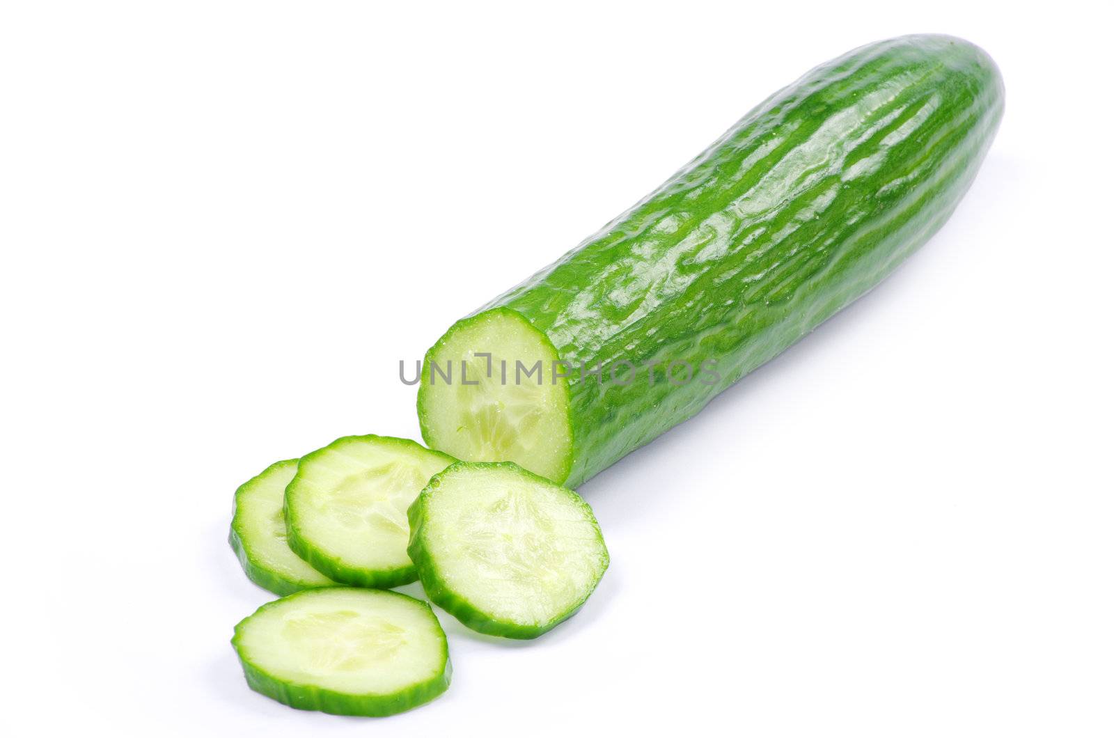 Cucumbers on the white background