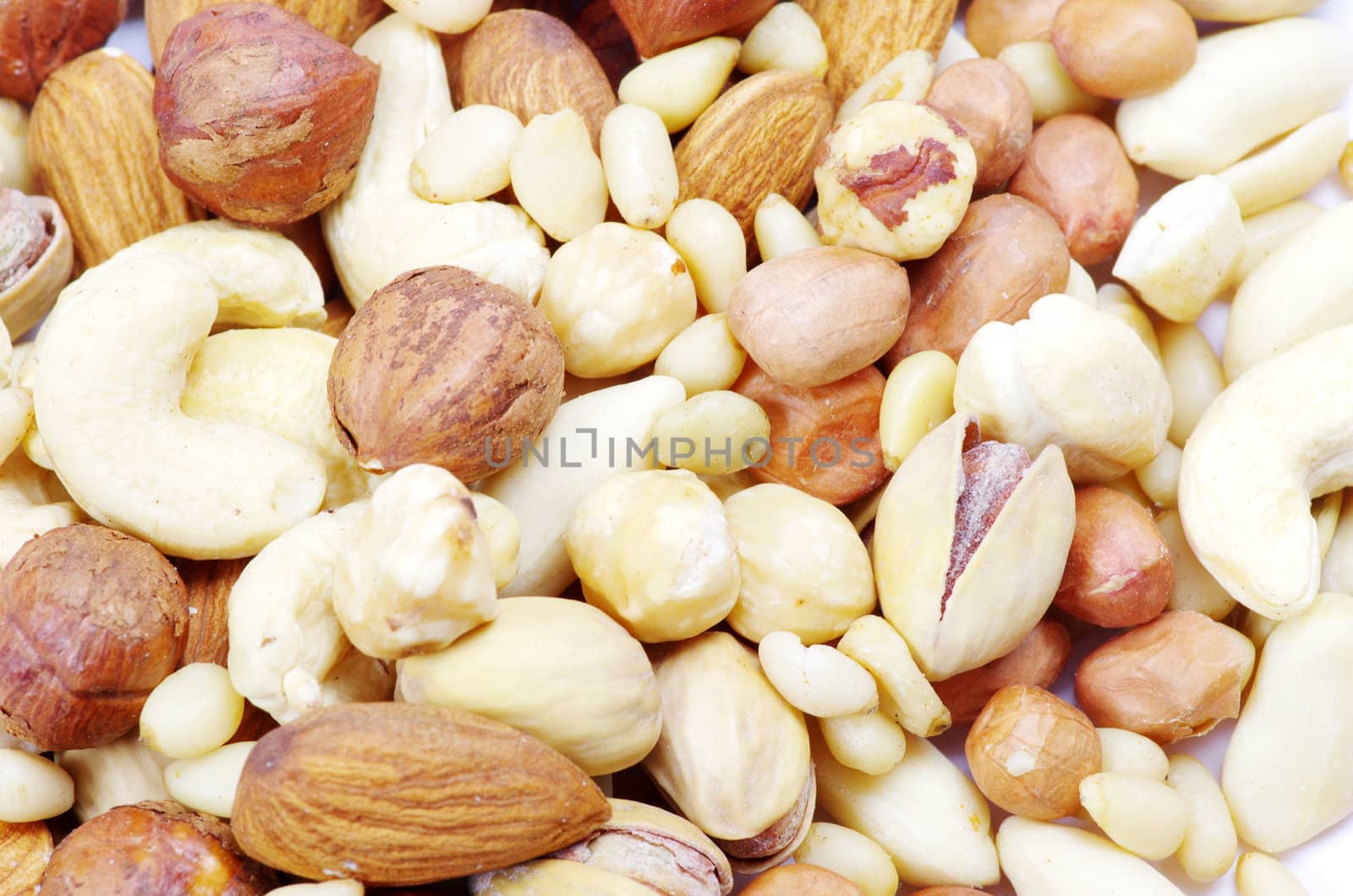 various nuts on a background