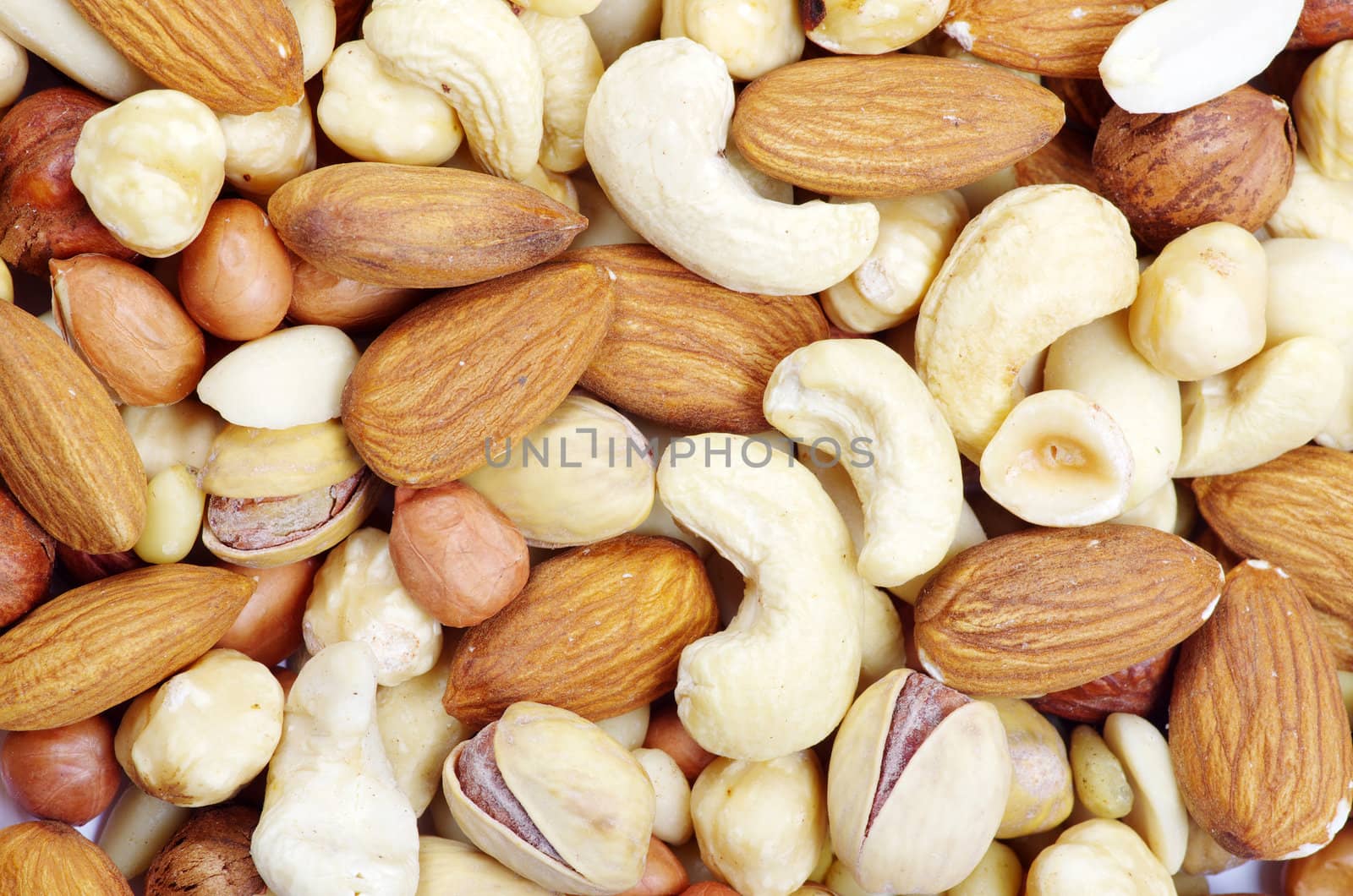 various nuts on a background
